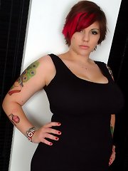 Tattooed British alt girl Dors in tight black dress plays with her pussy^Dors Feline Big Tits girl sex girls big tits boobs busty babe babes